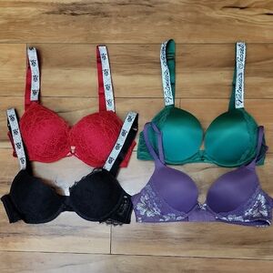 🩷Victoria's Secret Size 32B Lace Bombshell Sexy Bras  Red, Green, Black, Purple